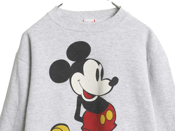 90s USA製 ミッキー イラスト プリント スウェット メンズ レディース M / オールド ディズニー トレーナー 当時物 キャラクター 裏起毛 灰