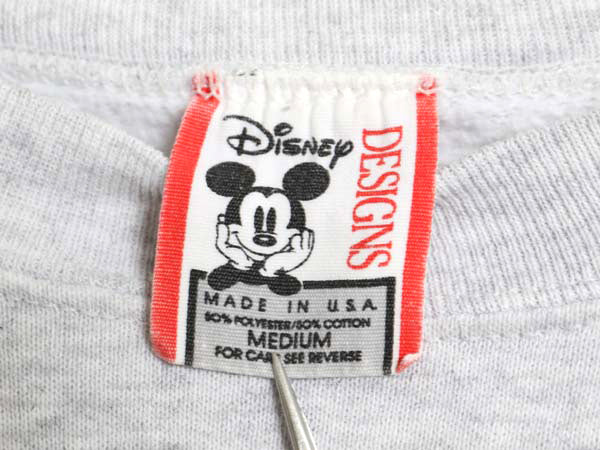 90s USA製 ミッキー イラスト プリント スウェット メンズ レディース M / オールド ディズニー トレーナー 当時物 キャラクター 裏起毛 灰