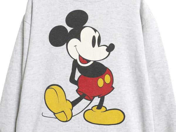 90s USA製 ミッキー イラスト プリント スウェット メンズ レディース M / オールド ディズニー トレーナー 当時物 キャラクター 裏起毛 灰