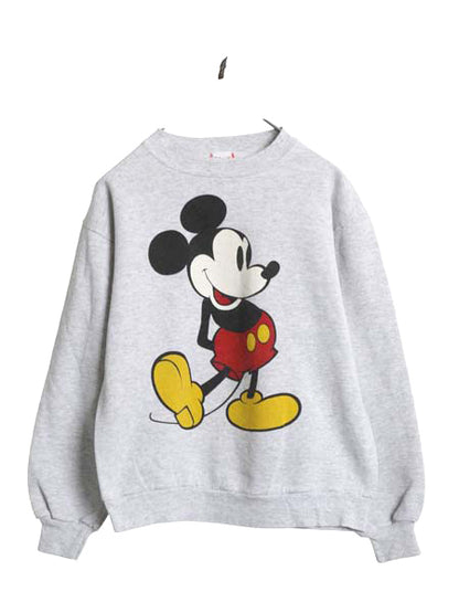 90s USA製 ミッキー イラスト プリント スウェット メンズ レディース M / オールド ディズニー トレーナー 当時物 キャラクター 裏起毛 灰