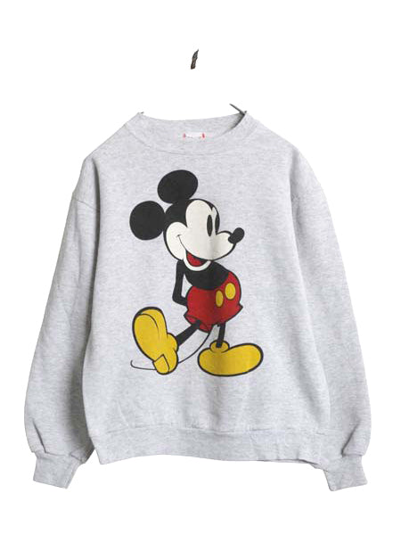 90s USA製 ミッキー イラスト プリント スウェット メンズ レディース M / オールド ディズニー トレーナー 当時物 キャラクター 裏起毛 灰