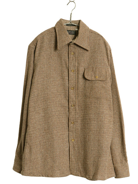 70s 80s Bloomingdales 長袖 ウール シャツ メンズ L / ヴィンテージ チェック ポケット付き ボックス カジュアル シンプル マルチカラー