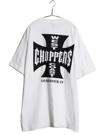 デッドストック 90s ★ WEST COAST CHOPPERS アイアンクロス ロゴ プリント Tシャツ メンズ XL オールド 初期 バイク チョッパー anvil 白