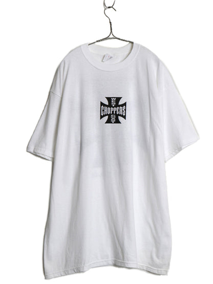 デッドストック 90s ★ WEST COAST CHOPPERS アイアンクロス ロゴ プリント Tシャツ メンズ XL オールド 初期 バイク チョッパー anvil 白