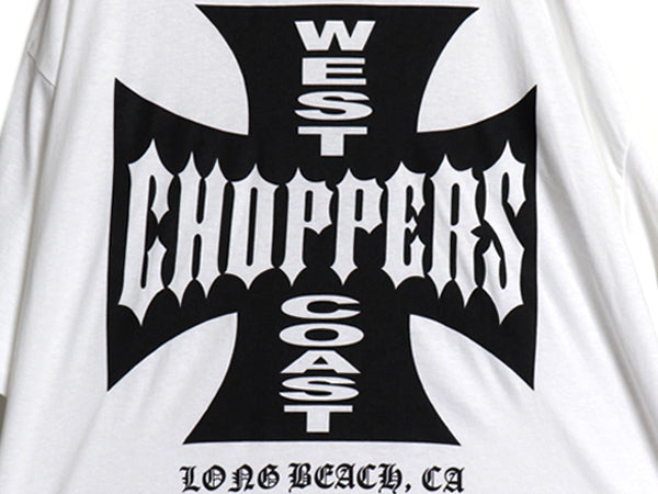 デッドストック 90s ★ WEST COAST CHOPPERS アイアンクロス ロゴ プリント Tシャツ メンズ XL オールド 初期 バイク チョッパー anvil 白