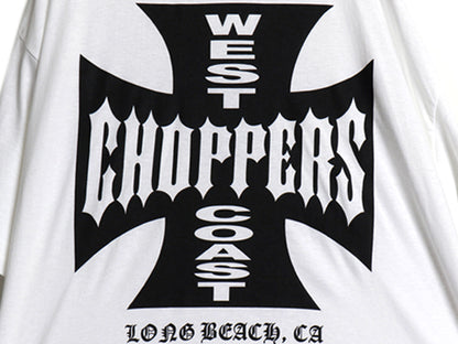 デッドストック 90s ★ WEST COAST CHOPPERS アイアンクロス ロゴ プリント Tシャツ メンズ XL オールド 初期 バイク チョッパー anvil 白