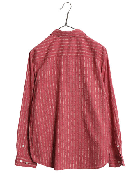90s ローレン ラルフローレン 総柄 長袖 シャツ レディース M オールド ストライプ ブラウス ロールアップ ガチャポケ ヴィンテージ モデル