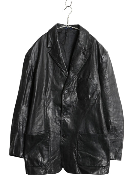 90s オールド ギャップ 本革 レザー テーラード ジャケット メンズ L / 革ジャン ブレザー ライナー付き 牛革 シンプル ゆったり 無地 黒