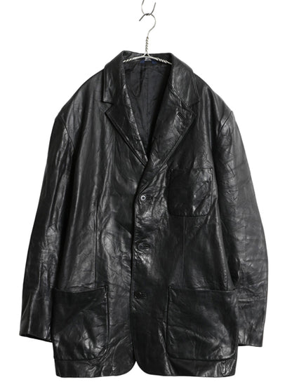 90s オールド ギャップ 本革 レザー テーラード ジャケット メンズ L / 革ジャン ブレザー ライナー付き 牛革 シンプル ゆったり 無地 黒