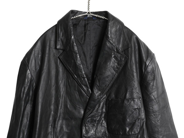 90s オールド ギャップ 本革 レザー テーラード ジャケット メンズ L / 革ジャン ブレザー ライナー付き 牛革 シンプル ゆったり 無地 黒