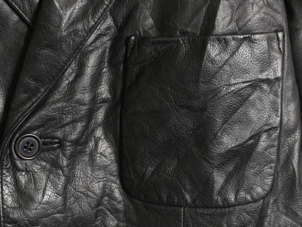 90s オールド ギャップ 本革 レザー テーラード ジャケット メンズ L / 革ジャン ブレザー ライナー付き 牛革 シンプル ゆったり 無地 黒