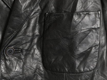 90s オールド ギャップ 本革 レザー テーラード ジャケット メンズ L / 革ジャン ブレザー ライナー付き 牛革 シンプル ゆったり 無地 黒