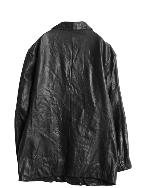 90s オールド ギャップ 本革 レザー テーラード ジャケット メンズ L / 革ジャン ブレザー ライナー付き 牛革 シンプル ゆったり 無地 黒