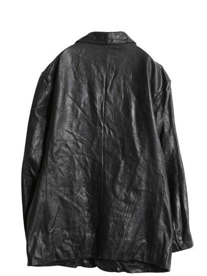 90s オールド ギャップ 本革 レザー テーラード ジャケット メンズ L / 革ジャン ブレザー ライナー付き 牛革 シンプル ゆったり 無地 黒