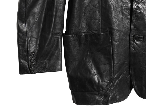 90s オールド ギャップ 本革 レザー テーラード ジャケット メンズ L / 革ジャン ブレザー ライナー付き 牛革 シンプル ゆったり 無地 黒