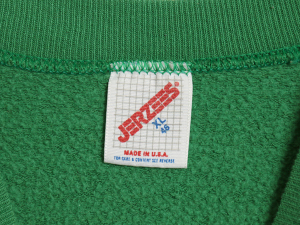 80s USA製 ジャージーズ 無地 スウェット メンズ レディース 小さめ XL 古着 ヴィンテージ 裏起毛 トレーナー ブランク ラッセル グリーン