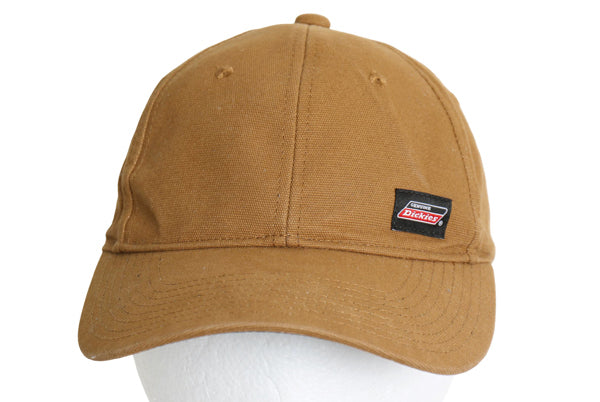 デッドストック ディッキーズ ベースボール キャップ フリーサイズ 新品 帽子 コットン キャンバス ダック ワーク ワンポイント 6パネル 茶