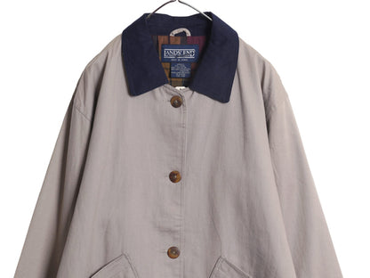 デッドストック 90s ランズエンド ハンティング ジャケット レディース L オールド カバーオール フィールド コート チェック ライナー付き