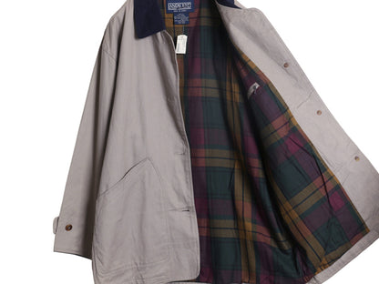 デッドストック 90s ランズエンド ハンティング ジャケット レディース L オールド カバーオール フィールド コート チェック ライナー付き