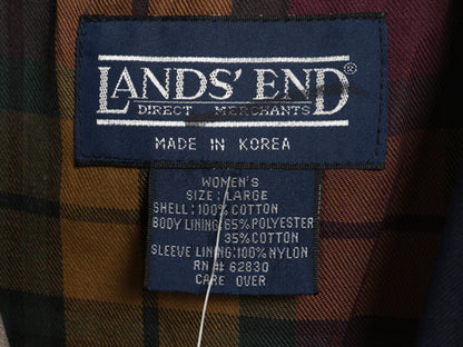 デッドストック 90s ランズエンド ハンティング ジャケット レディース L オールド カバーオール フィールド コート チェック ライナー付き