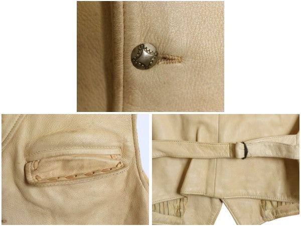 80s ポロカントリー ラルフローレン 本革 レザー テーラード ベスト M メンズ 小さめ S 程/ ヴィンテージ ポロ ネイティブ コンチョ 重ね着