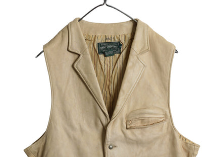 80s ポロカントリー ラルフローレン 本革 レザー テーラード ベスト M メンズ 小さめ S 程/ ヴィンテージ ポロ ネイティブ コンチョ 重ね着