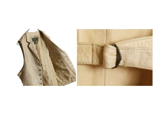 80s ポロカントリー ラルフローレン 本革 レザー テーラード ベスト M メンズ 小さめ S 程/ ヴィンテージ ポロ ネイティブ コンチョ 重ね着