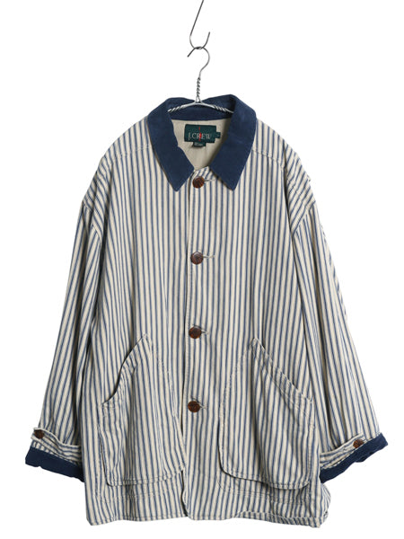 90s ★ ジェイクルー ストライプ ハンティング ジャケット メンズ L / 古着 オールド 旧タグ フィールド コート コットン 襟 コーデュロイ