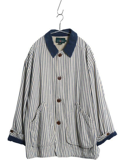 90s ★ ジェイクルー ストライプ ハンティング ジャケット メンズ L / 古着 オールド 旧タグ フィールド コート コットン 襟 コーデュロイ