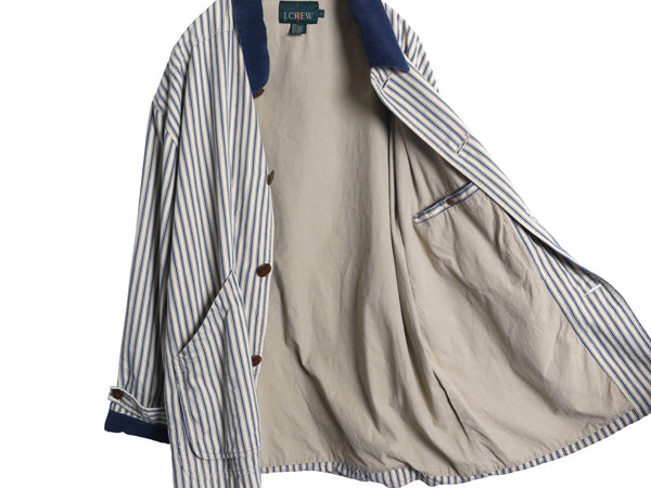 90s ★ ジェイクルー ストライプ ハンティング ジャケット メンズ L / 古着 オールド 旧タグ フィールド コート コットン 襟 コーデュロイ