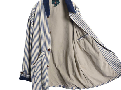 90s ★ ジェイクルー ストライプ ハンティング ジャケット メンズ L / 古着 オールド 旧タグ フィールド コート コットン 襟 コーデュロイ