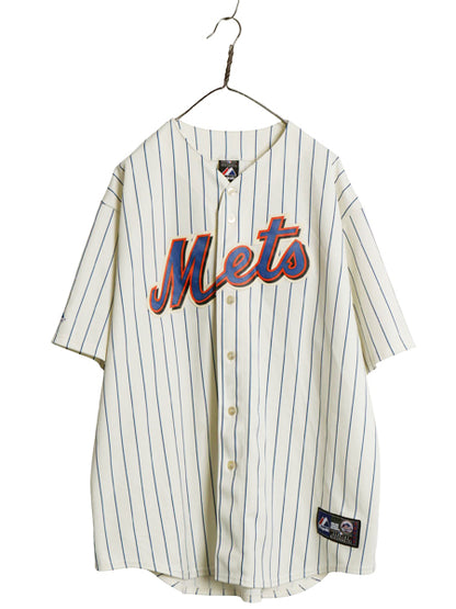メッツ ベースボール シャツ メンズ XXL / MLB オフィシャル マジェスティック 大リーグ ユニフォーム ゲームシャツ 大きいサイズ ジャージ