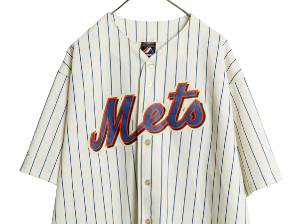 メッツ ベースボール シャツ メンズ XXL / MLB オフィシャル マジェスティック 大リーグ ユニフォーム ゲームシャツ 大きいサイズ ジャージ