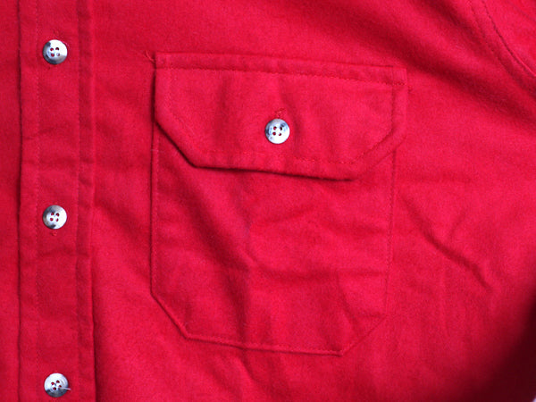 デッドストック 80s USA製 シャモア クロス 長袖 シャツ メンズ L / ヴィンテージ ネルシャツ ヘビーウェイト コットン フランネル 無地 赤