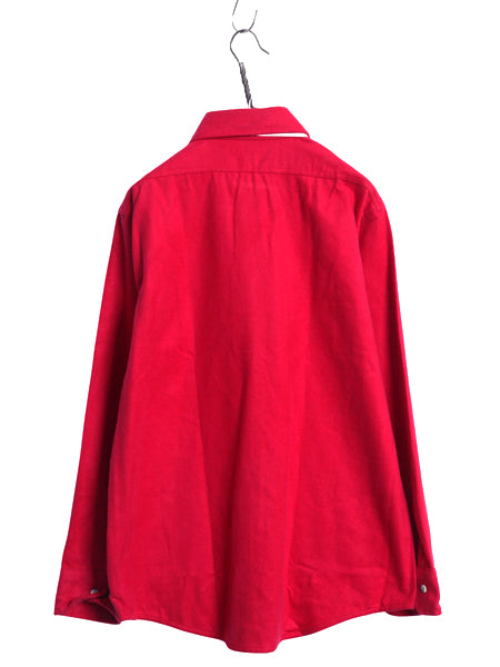 デッドストック 80s USA製 シャモア クロス 長袖 シャツ メンズ L / ヴィンテージ ネルシャツ ヘビーウェイト コットン フランネル 無地 赤