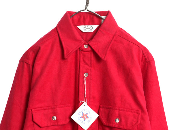 デッドストック 80s USA製 シャモア クロス 長袖 シャツ メンズ L / ヴィンテージ ネルシャツ ヘビーウェイト コットン フランネル 無地 赤