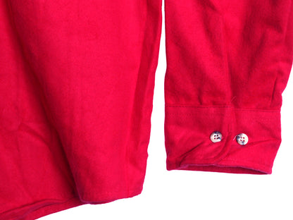 デッドストック 80s USA製 シャモア クロス 長袖 シャツ メンズ L / ヴィンテージ ネルシャツ ヘビーウェイト コットン フランネル 無地 赤