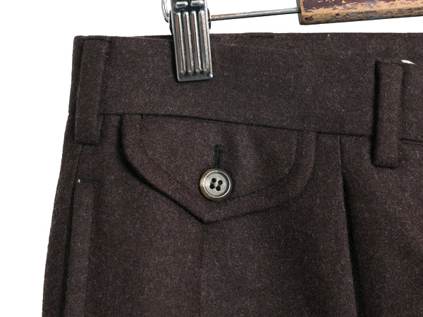 80s ポロ ラルフローレン ウール スラックス パンツ メンズ 実寸 34 29 / ヴィンテージ ツータック ストレート フラノ トラウザー ブラウン