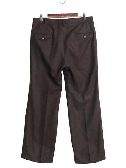 80s ポロ ラルフローレン ウール スラックス パンツ メンズ 実寸 34 29 / ヴィンテージ ツータック ストレート フラノ トラウザー ブラウン