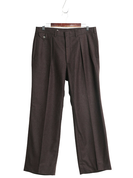 80s ポロ ラルフローレン ウール スラックス パンツ メンズ 実寸 34 29 / ヴィンテージ ツータック ストレート フラノ トラウザー ブラウン