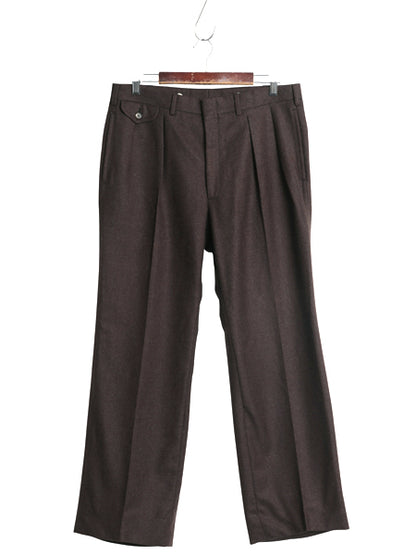 80s ポロ ラルフローレン ウール スラックス パンツ メンズ 実寸 34 29 / ヴィンテージ ツータック ストレート フラノ トラウザー ブラウン