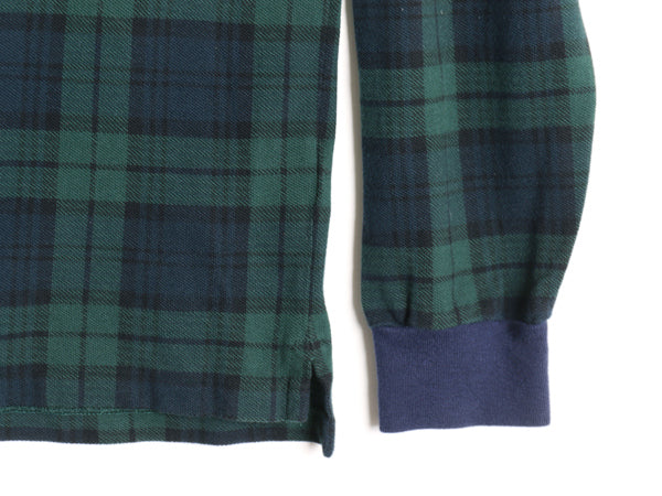 ポロ ラルフローレン 鹿の子 長袖 ポロシャツ メンズ L / CUSTOM SLIM FIT ブラックウォッチ チェック コットン ワンポイント ポニー 刺繍