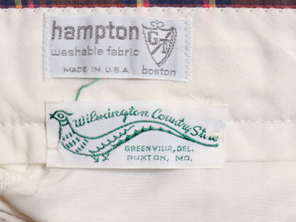 70s 80s USA製 hampton パッチワーク ショートパンツ レディース M 程 ヴィンテージ インディアン マドラス チェック ショーツ ノータック