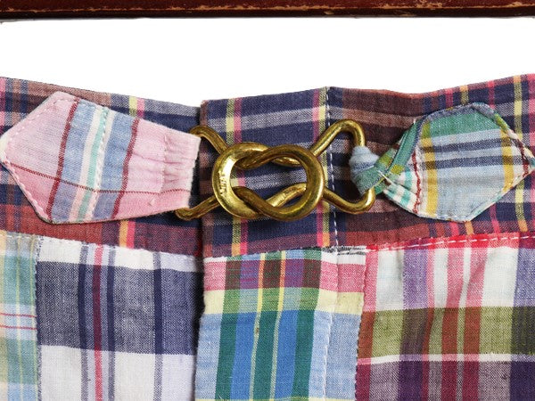 70s 80s USA製 hampton パッチワーク ショートパンツ レディース M 程 ヴィンテージ インディアン マドラス チェック ショーツ ノータック