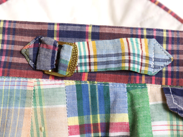 70s 80s USA製 hampton パッチワーク ショートパンツ レディース M 程 ヴィンテージ インディアン マドラス チェック ショーツ ノータック