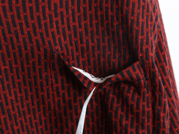 70s ★ 総柄 スキッパー スウェット シャツ メンズ M / 古着 ヴィンテージ 長袖シャツ プルオーバー オープンカラー ボックス ポケット付き