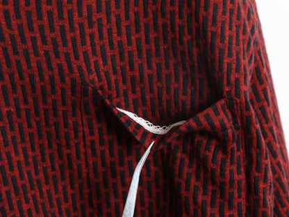 70s ★ 総柄 スキッパー スウェット シャツ メンズ M / 古着 ヴィンテージ 長袖シャツ プルオーバー オープンカラー ボックス ポケット付き