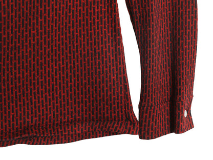 70s ★ 総柄 スキッパー スウェット シャツ メンズ M / 古着 ヴィンテージ 長袖シャツ プルオーバー オープンカラー ボックス ポケット付き