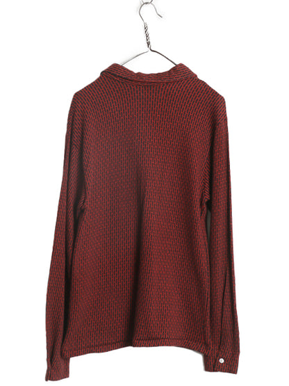 70s ★ 総柄 スキッパー スウェット シャツ メンズ M / 古着 ヴィンテージ 長袖シャツ プルオーバー オープンカラー ボックス ポケット付き