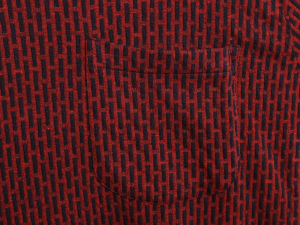 70s ★ 総柄 スキッパー スウェット シャツ メンズ M / 古着 ヴィンテージ 長袖シャツ プルオーバー オープンカラー ボックス ポケット付き